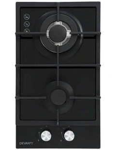 Gas Cooktop 30cm 2 Burner Built-in Stove Glass Cook Top NG LPG Wok Burner