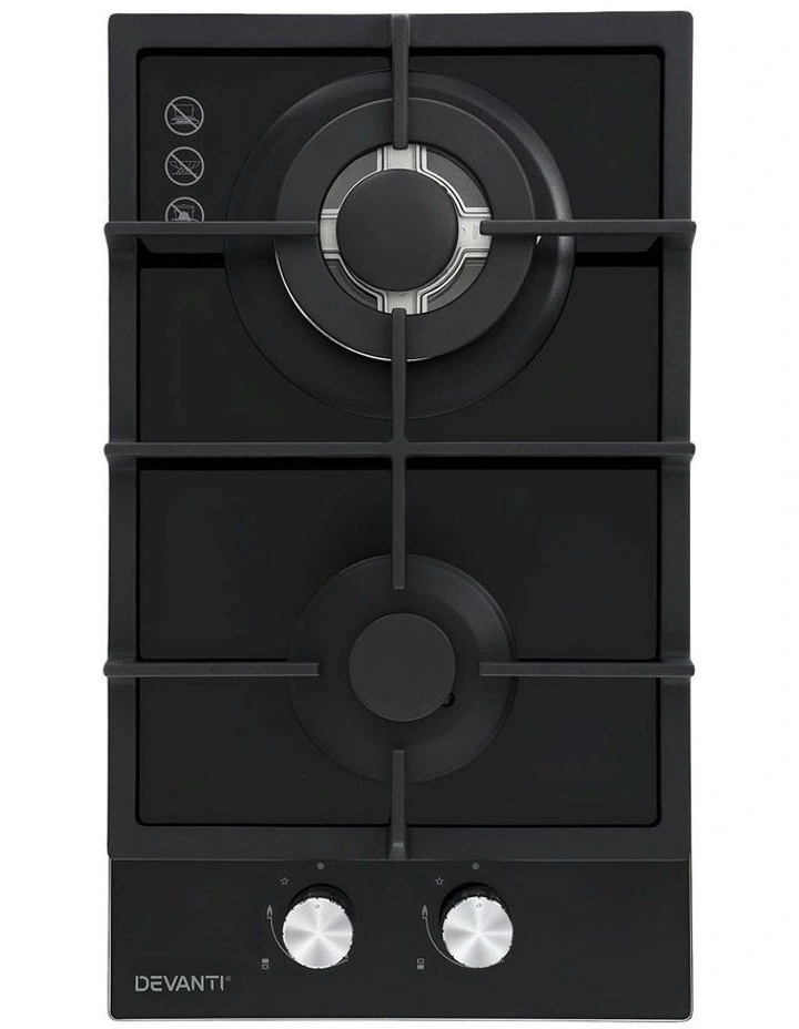 Gas Cooktop 30cm 2 Burner Built-in Stove Glass Cook Top NG LPG Wok Burner image 1