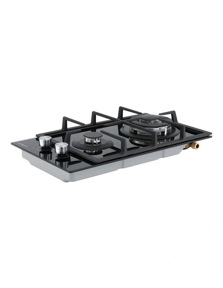Gas Cooktop 30cm 2 Burner Built-in Stove Glass Cook Top NG LPG Wok Burner image 2