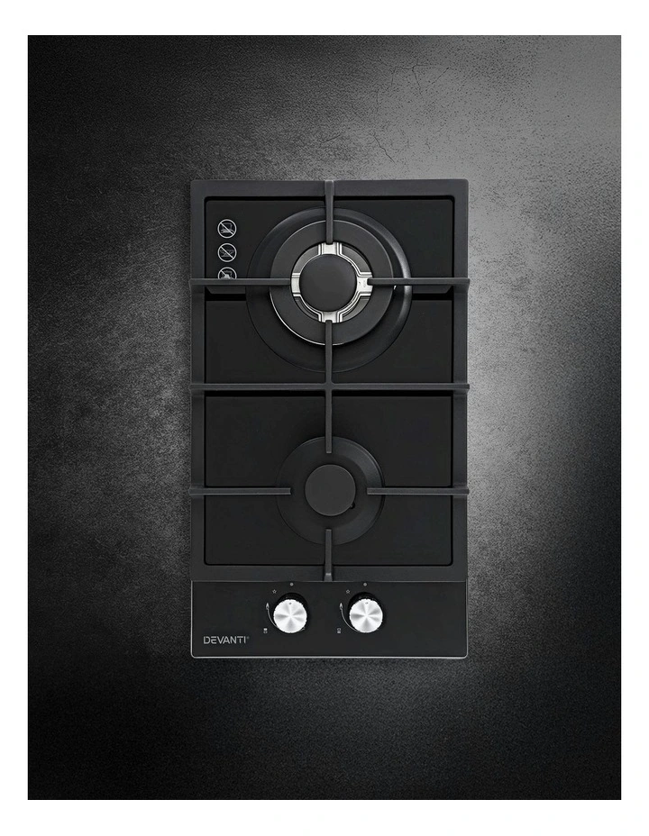 Gas Cooktop 30cm 2 Burner Built-in Stove Glass Cook Top NG LPG Wok Burner image 3