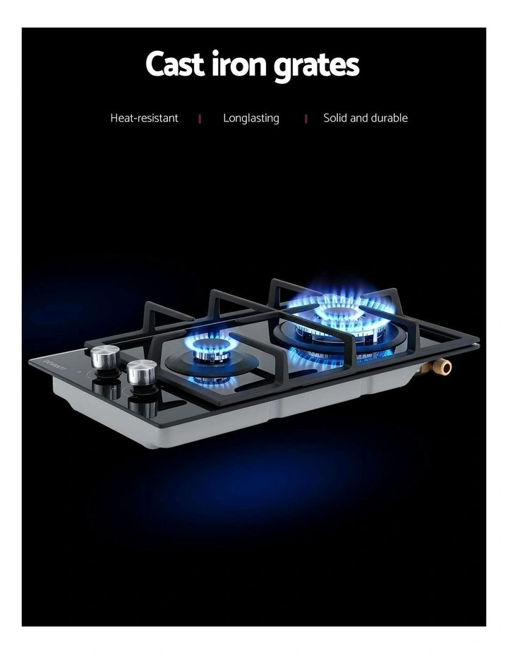 Gas Cooktop 30cm 2 Burner Built-in Stove Glass Cook Top NG LPG Wok Burner image 6