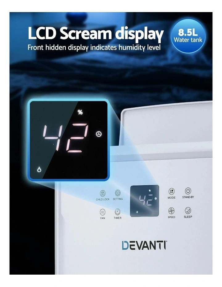 Devanti 50L/Day Dehumidifier Home Air Dryer Mould Moisture 8.5L Tank image 6