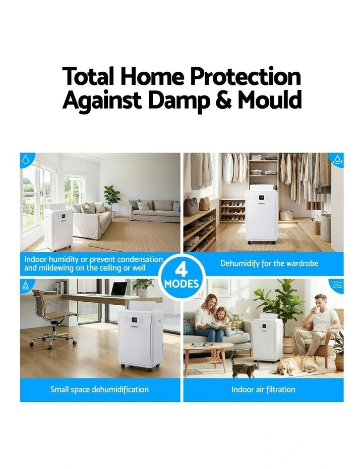 Devanti 50L/Day Dehumidifier Home Air Dryer Mould Moisture 8.5L Tank image 7