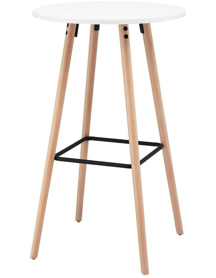 Artiss Bar Table Round Counter Kitchen Dining Desk Pub 98cm Height Wood White image 2