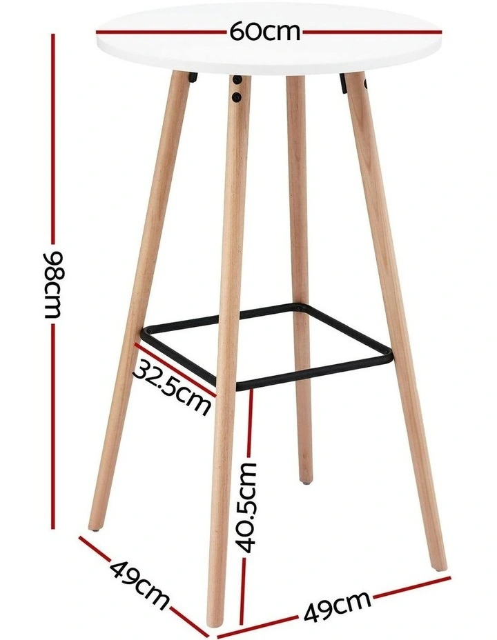 Artiss Bar Table Round Counter Kitchen Dining Desk Pub 98cm Height Wood White image 4