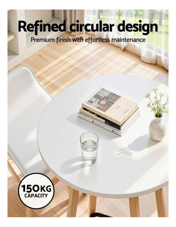 Artiss Bar Table Round Counter Kitchen Dining Desk Pub 98cm Height Wood White image 6