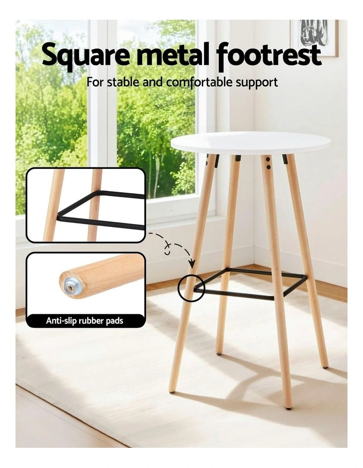 Artiss Bar Table Round Counter Kitchen Dining Desk Pub 98cm Height Wood White image 7