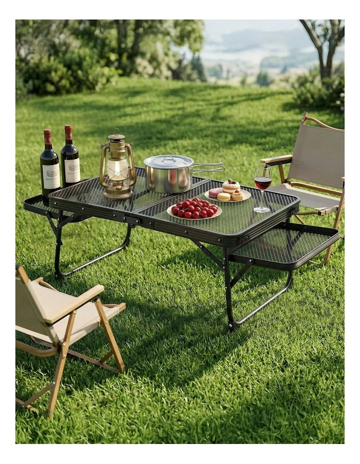 Camping Table With Mesh Desktop in Black image 3