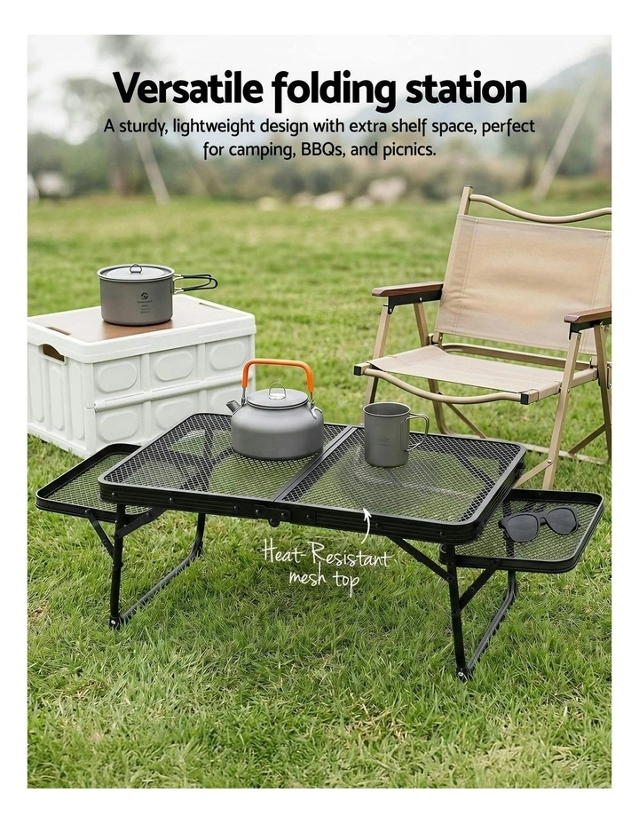 Camping Table With Mesh Desktop in Black image 5