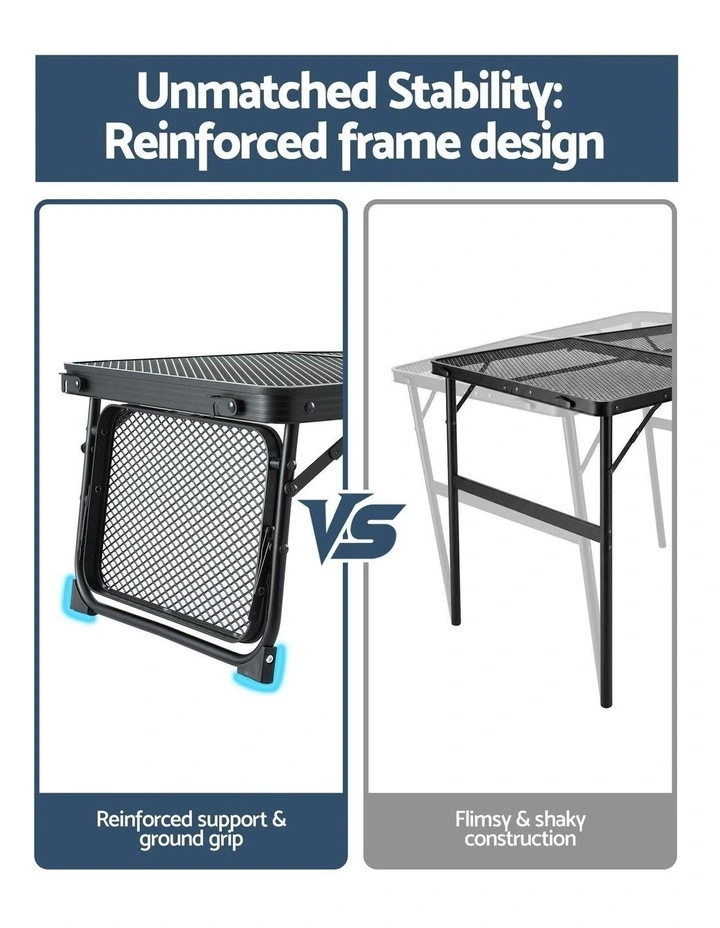 Camping Table With Mesh Desktop in Black image 7