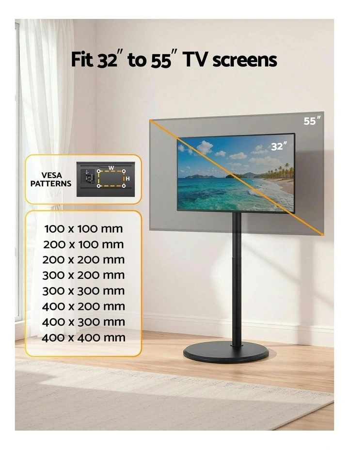 Mobile TV Stand With Wheels 32-55 Inch in Black image 5