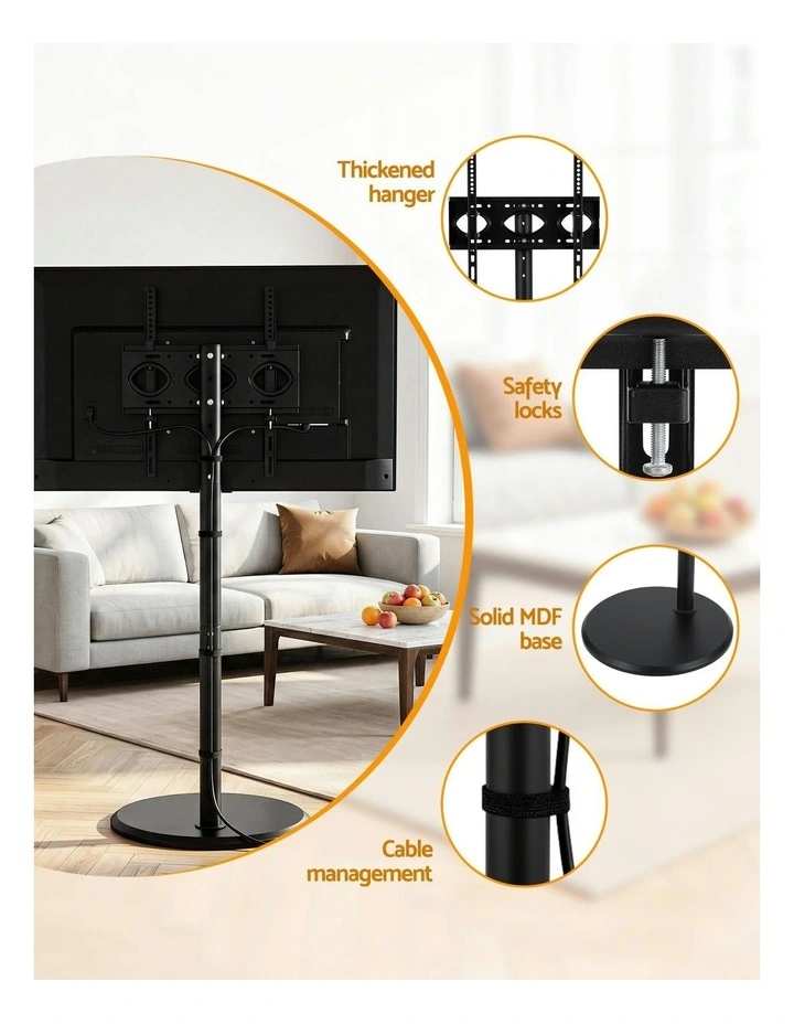 Mobile TV Stand With Wheels 32-55 Inch in Black image 7