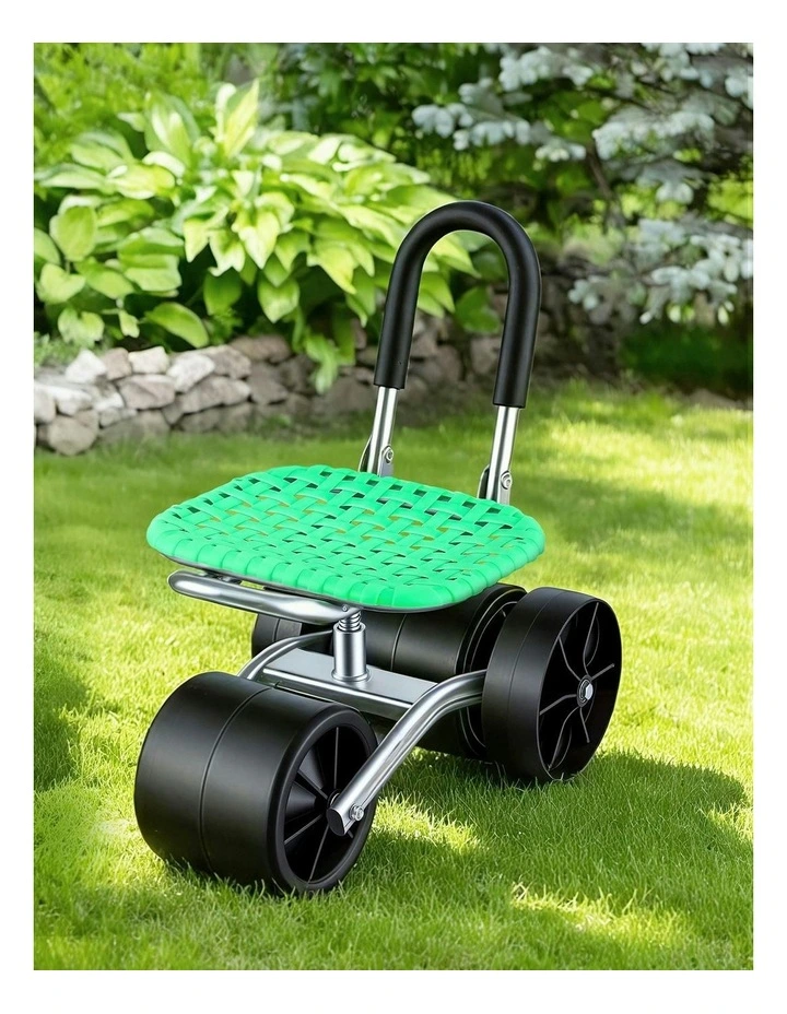 Gardening Rolling Work Seat with Wheels in Green image 2