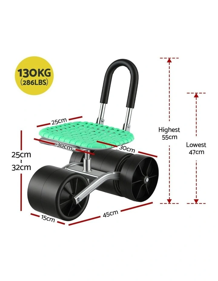 Gardening Rolling Work Seat with Wheels in Green image 4
