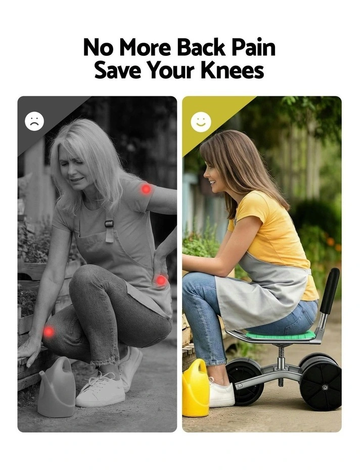 Gardening Rolling Work Seat with Wheels in Green image 7