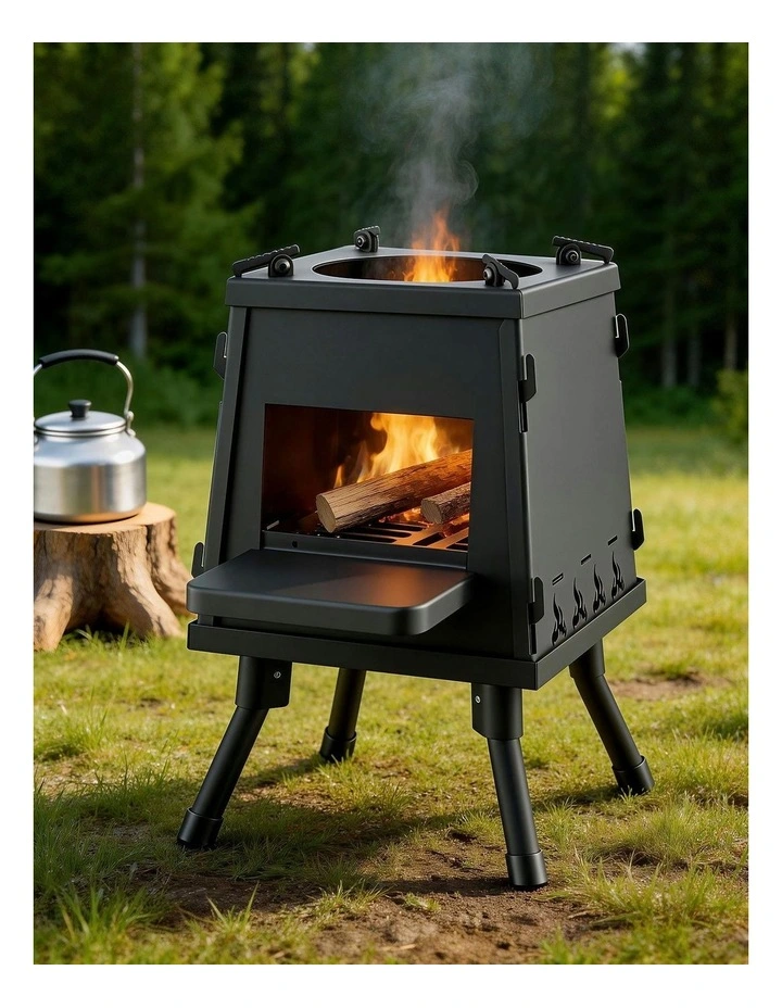 Portable Fire Pit BBQ in Black image 3