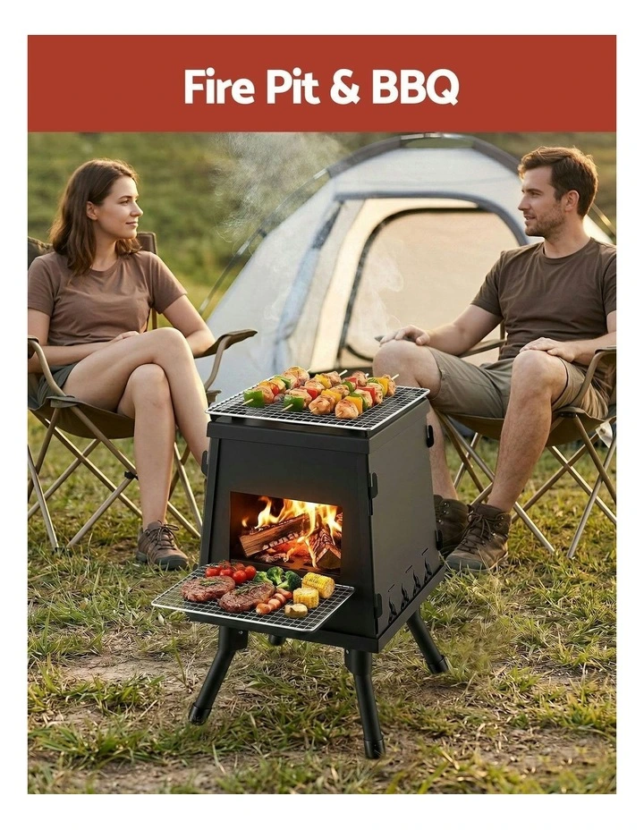 Portable Fire Pit BBQ in Black image 5
