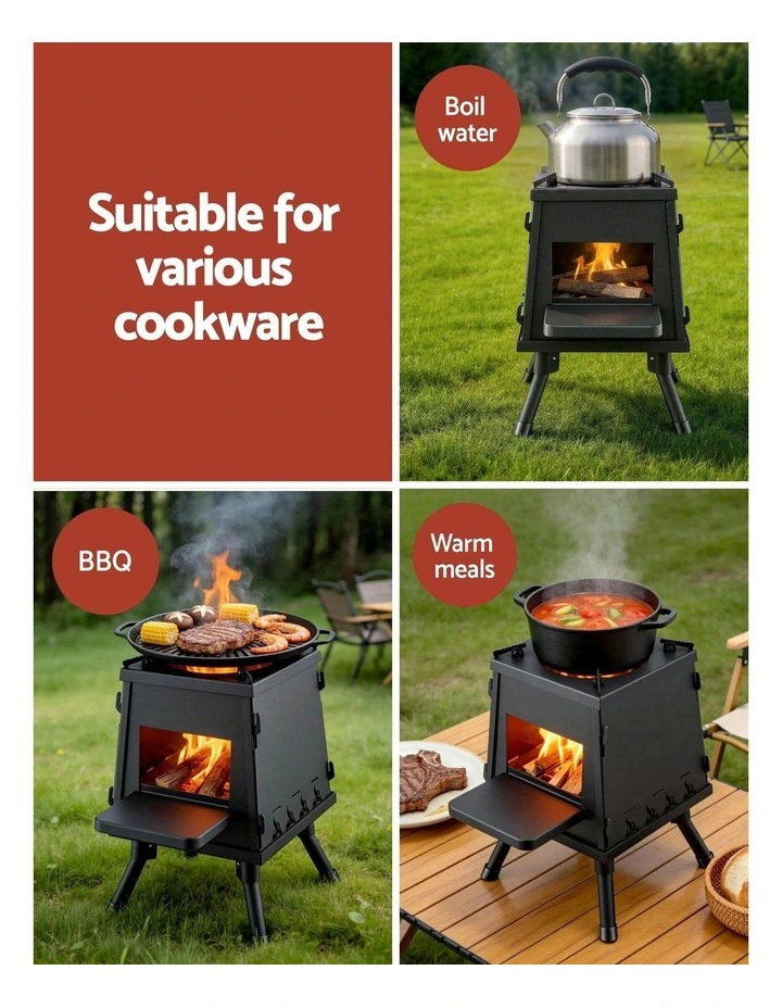 Portable Fire Pit BBQ in Black image 6
