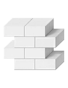 3D Peel and Stick Wall Tiles 10 Sheets in White