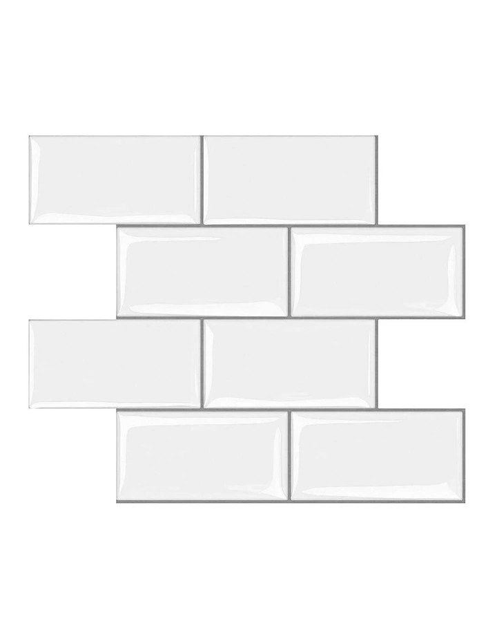 3D Peel and Stick Wall Tiles 10 Sheets in White image 2