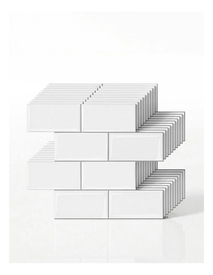 3D Peel and Stick Wall Tiles 10 Sheets in White image 3