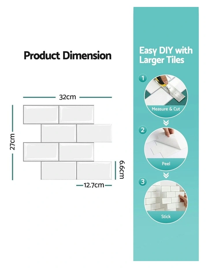 3D Peel and Stick Wall Tiles 10 Sheets in White image 4