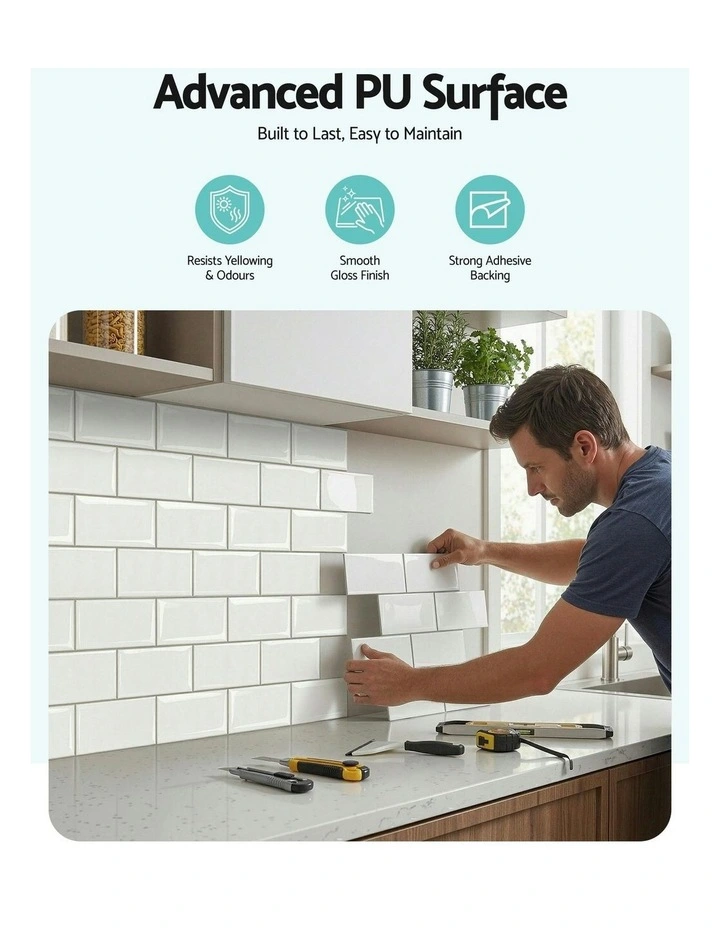 3D Peel and Stick Wall Tiles 10 Sheets in White image 5