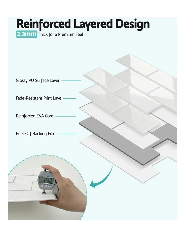 3D Peel and Stick Wall Tiles 10 Sheets in White image 6