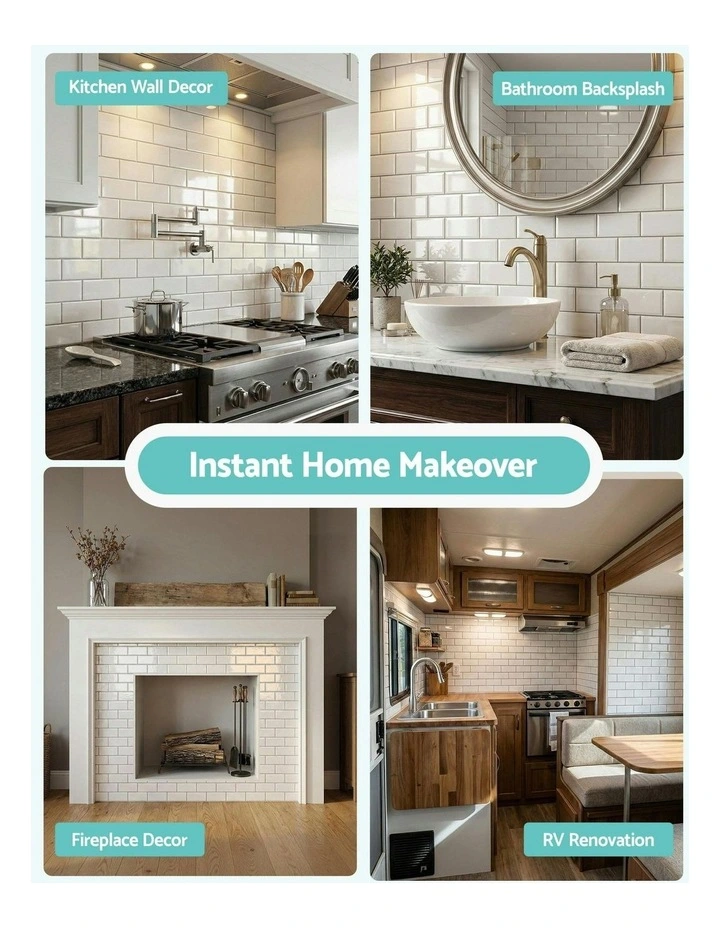 3D Peel and Stick Wall Tiles 10 Sheets in White image 7