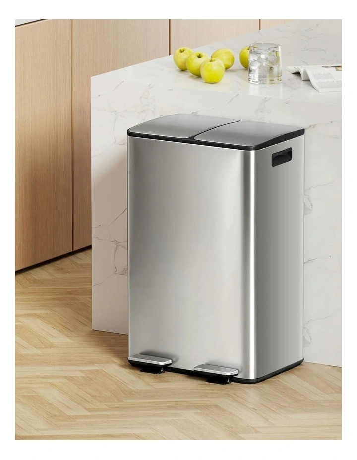 Pedal Bins 60L in Silver image 3