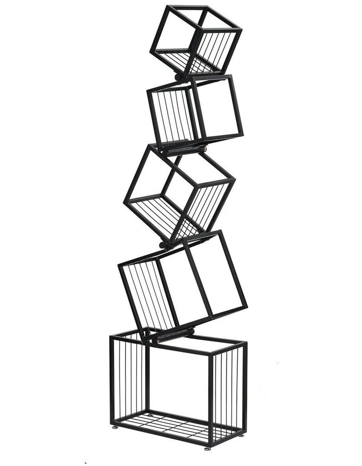 5-Tier Bookshelf Metal Geometric Display Shelf Storage Organizer in Black image 1