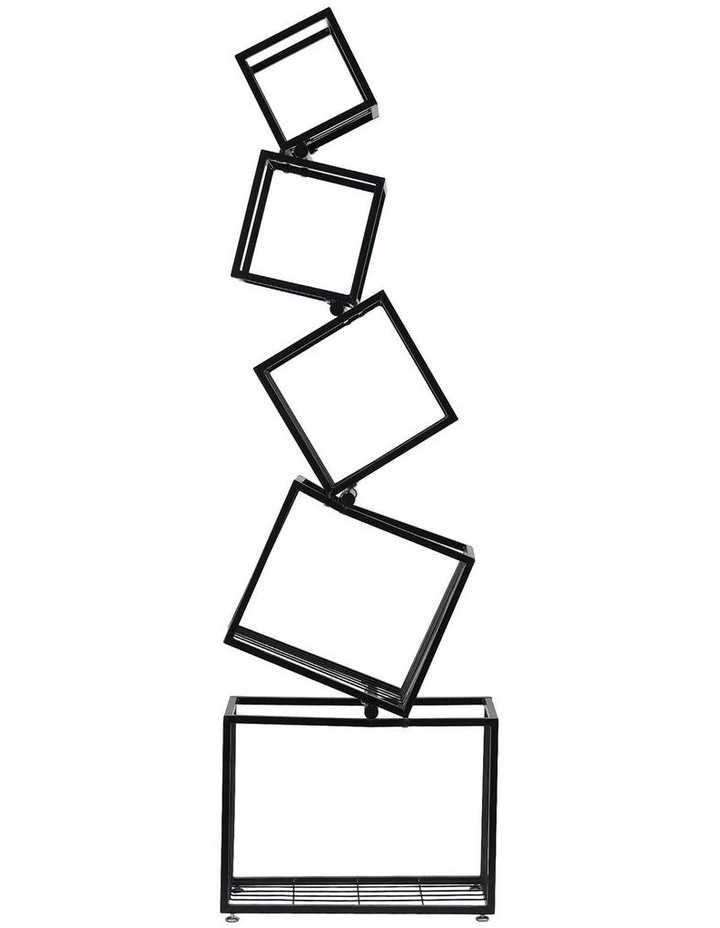 5-Tier Bookshelf Metal Geometric Display Shelf Storage Organizer in Black image 2