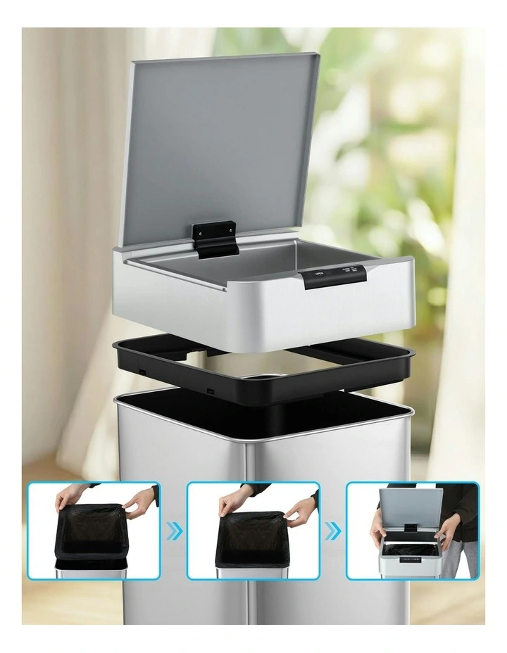 Motion Sensor Bin 50L in Silver image 6