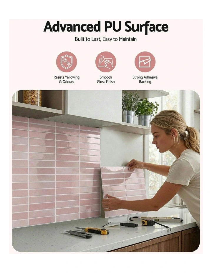 3D Peel and Stick Wall Tiles 10 Sheets in Pink image 5
