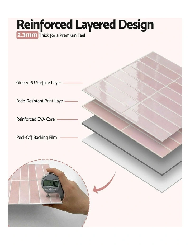 3D Peel and Stick Wall Tiles 10 Sheets in Pink image 6