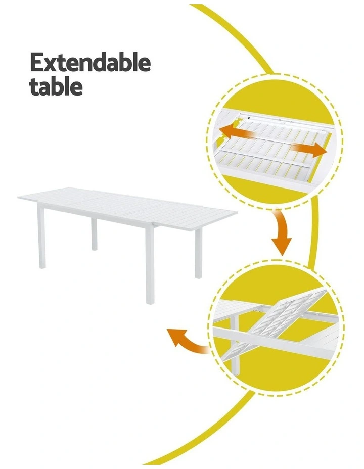 Aluminum Outdoor Extendable Dining Set 9 Pieces in White image 7