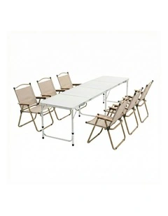 Camping Table Chair Set 7 Piece in White