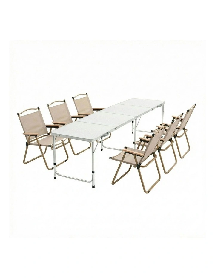 Camping Table Chair Set 7 Piece in White image 1