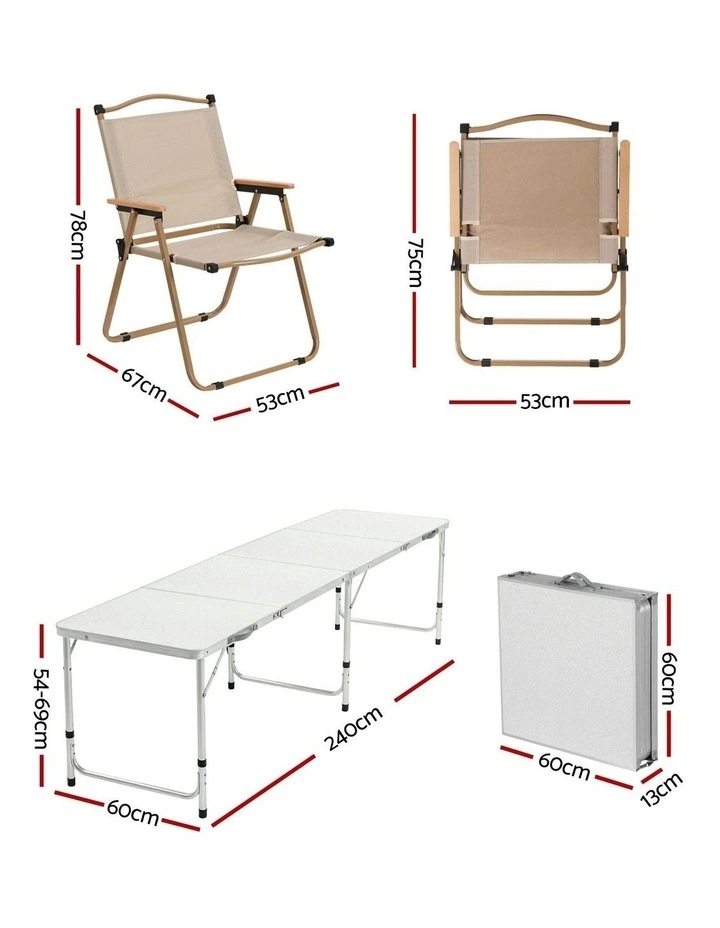 Camping Table Chair Set 7 Piece in White image 4