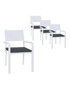 Aluminum Outdoor Dining Stackable Lounge Chairs 4 Pieces in White