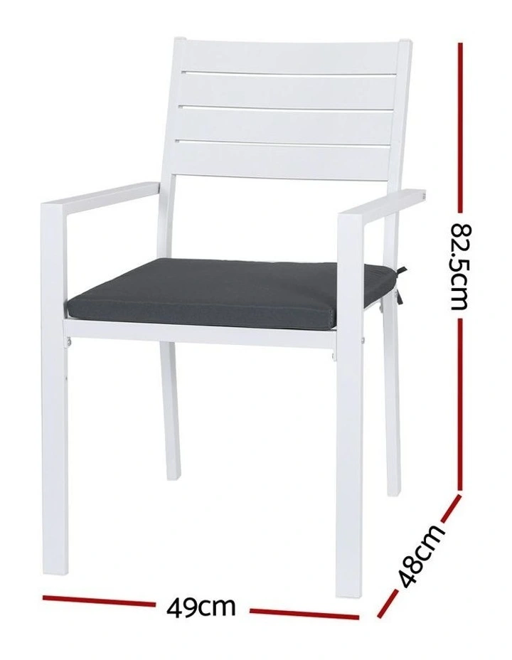 Aluminum Outdoor Dining Stackable Lounge Chairs 4 Pieces in White image 4