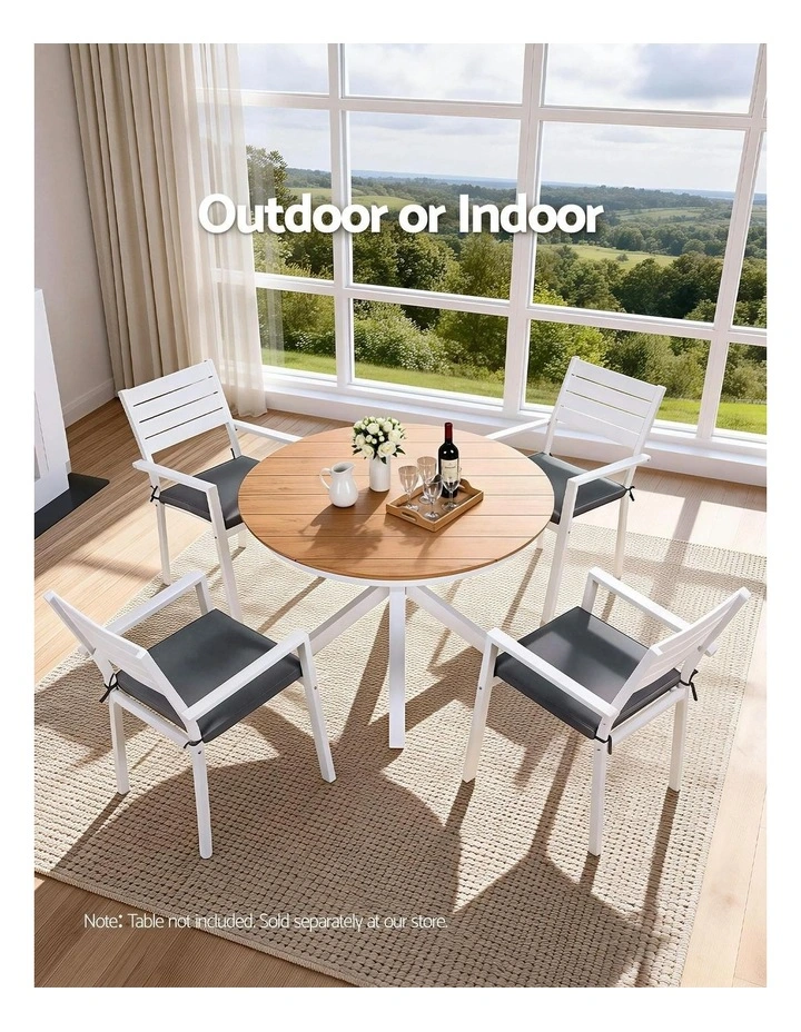 Aluminum Outdoor Dining Stackable Lounge Chairs 4 Pieces in White image 7