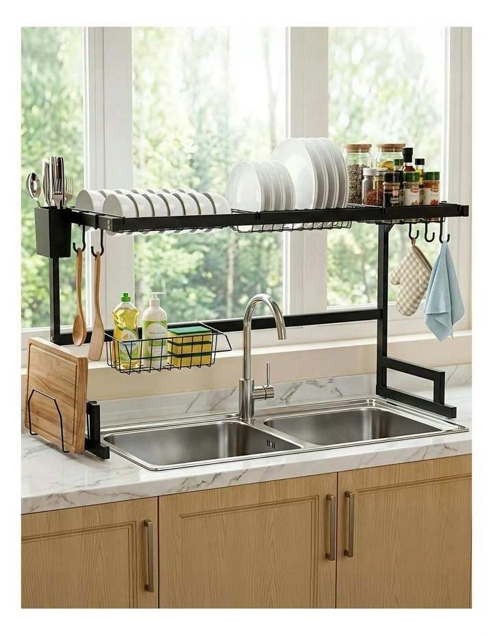 Dish Drying Rack for Kitchen Storage in Black image 3