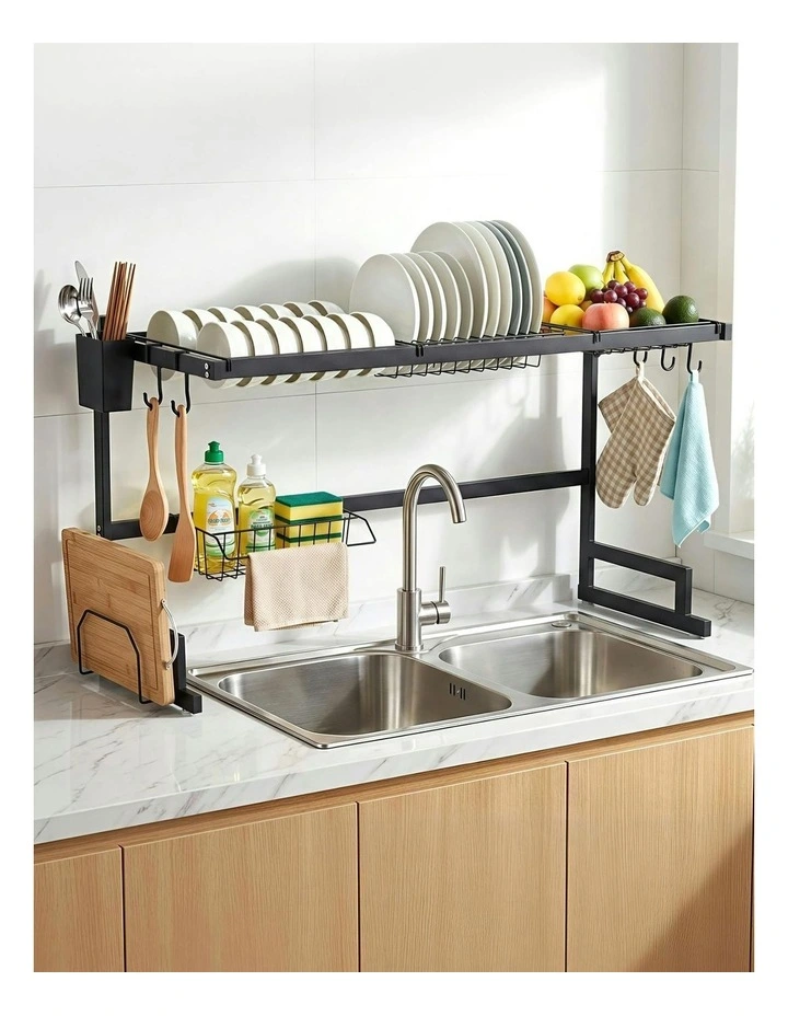 Dish Drying Rack for Kitchen Storage in Black image 6
