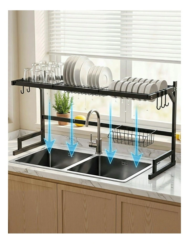 Dish Drying Rack for Kitchen Storage in Black image 7