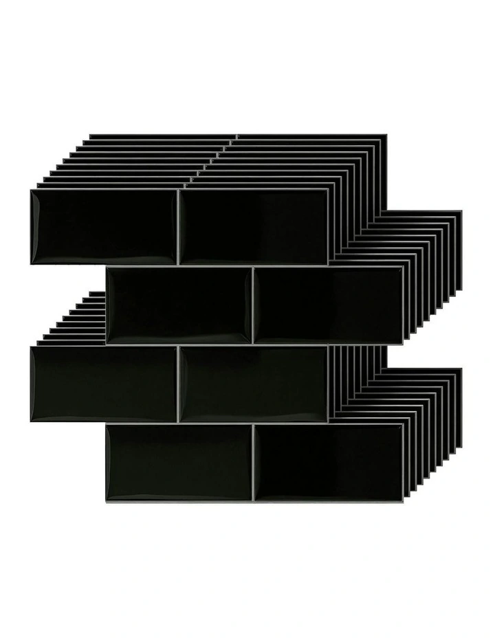 3D Peel and Stick Wall Tiles 10 Sheets in Black image 1