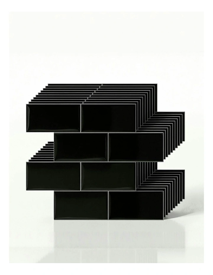 3D Peel and Stick Wall Tiles 10 Sheets in Black image 3