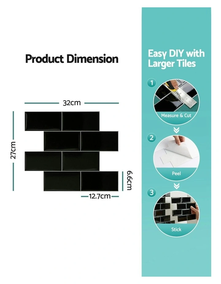 3D Peel and Stick Wall Tiles 10 Sheets in Black image 4