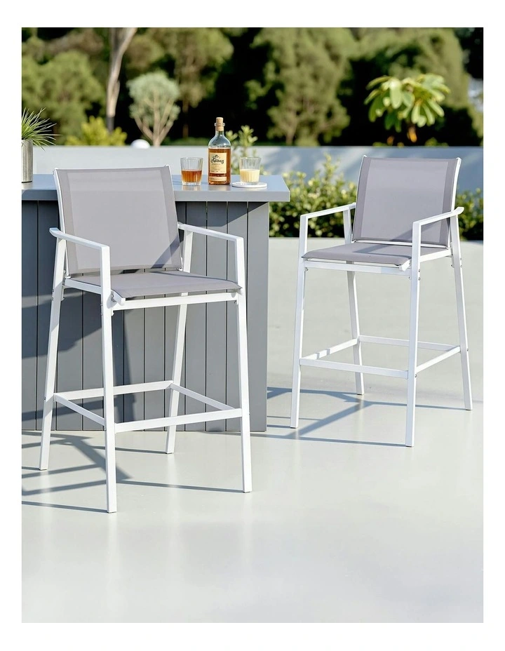 Outdoor Bar Stools 2 Piece in White image 3