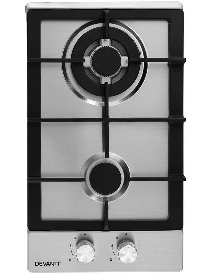 Gas Cooktop 2 Burner 30cm in Silver image 1